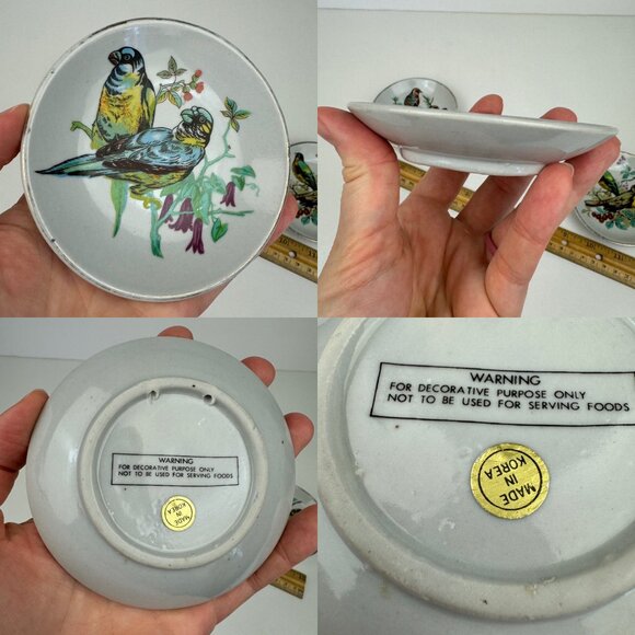 Vtg 3 Wall Hanging Decorative Mini Plates Birds Gallery Wall 4in Diameter READ - Picture 5 of 11